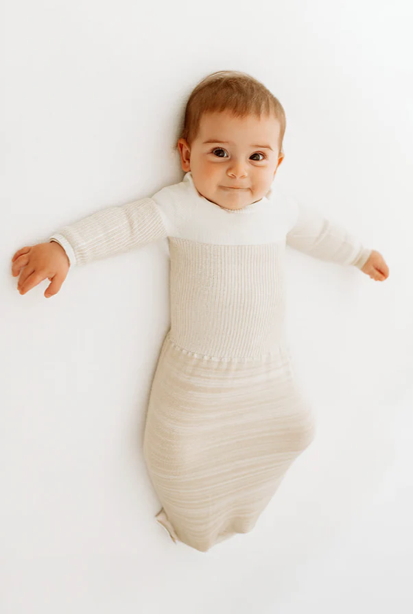 Swaddelini Bamboo Blend Beige Arms Out™ Long Sleeve Sleep Sack - Image 6