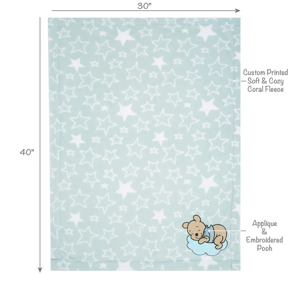 Bedtime Originals Disney Baby Starlight Pooh Blue/White Soft Fleece Baby Blanket - Image 2