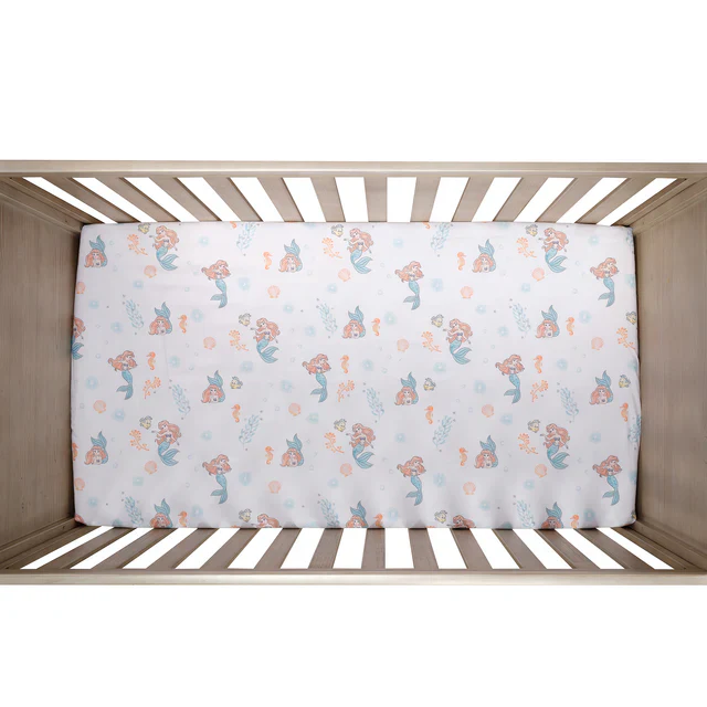 Bedtime Originals Disney Baby The Little Mermaid White Fitted Crib Sheet - Ariel - Image 3