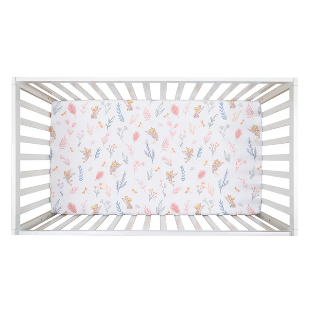 Bedtime Originals Disney Baby Tinker Bell Fairy Floral Baby/Toddler Fitted Crib Sheet - Image 3