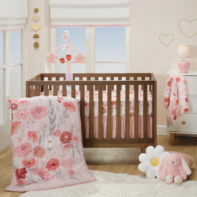 Bedtime Originals Flower Power Floral/Strawberry Baby Fitted Crib/Toddler Sheet - Image 6
