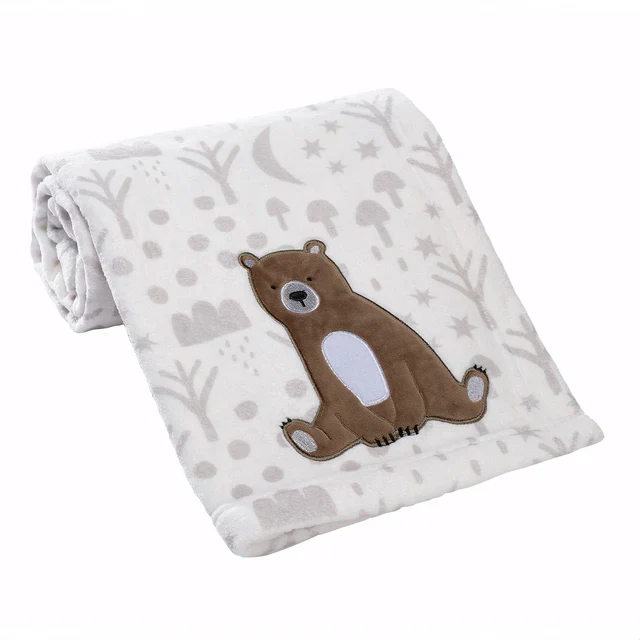 Bedtime Originals Sleepytime Bear White/Brown Soft Fleece Baby Blanket - Image 6
