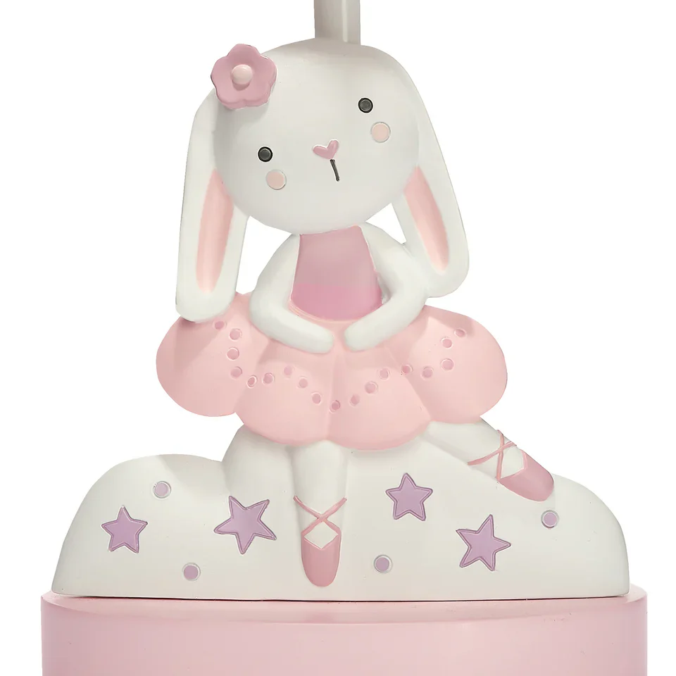 Bedtime Originals Tiny Dancer Bunny & Stars Pink Nursery Lamp with Shade & Bulb - Image 2