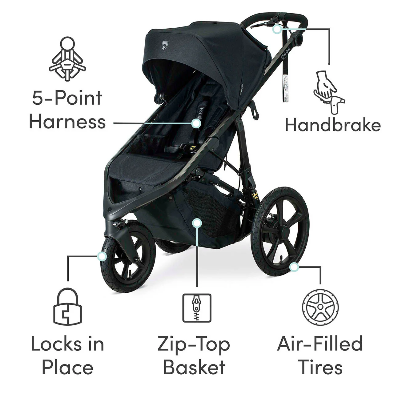 BOB Wayfinder Travel System, Infant Car Seat and Stroller Combo ClickTight in Nightfall - Image 3