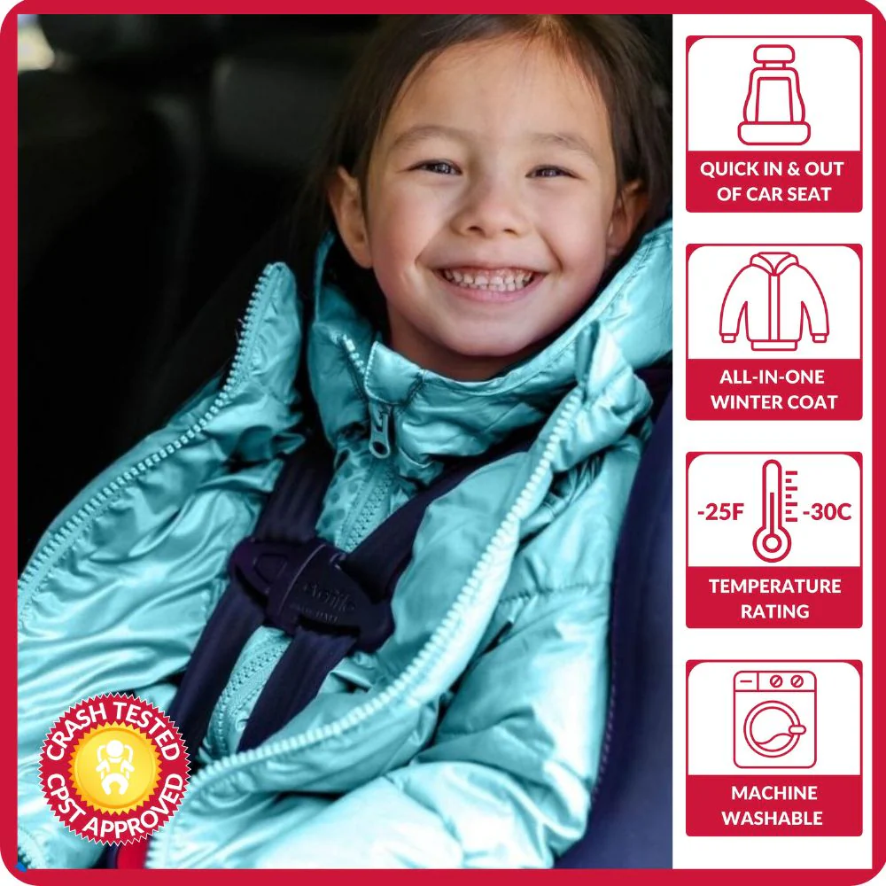 Onekid Car Seat Coat | The Road Coat Down - Aqua - Image 2