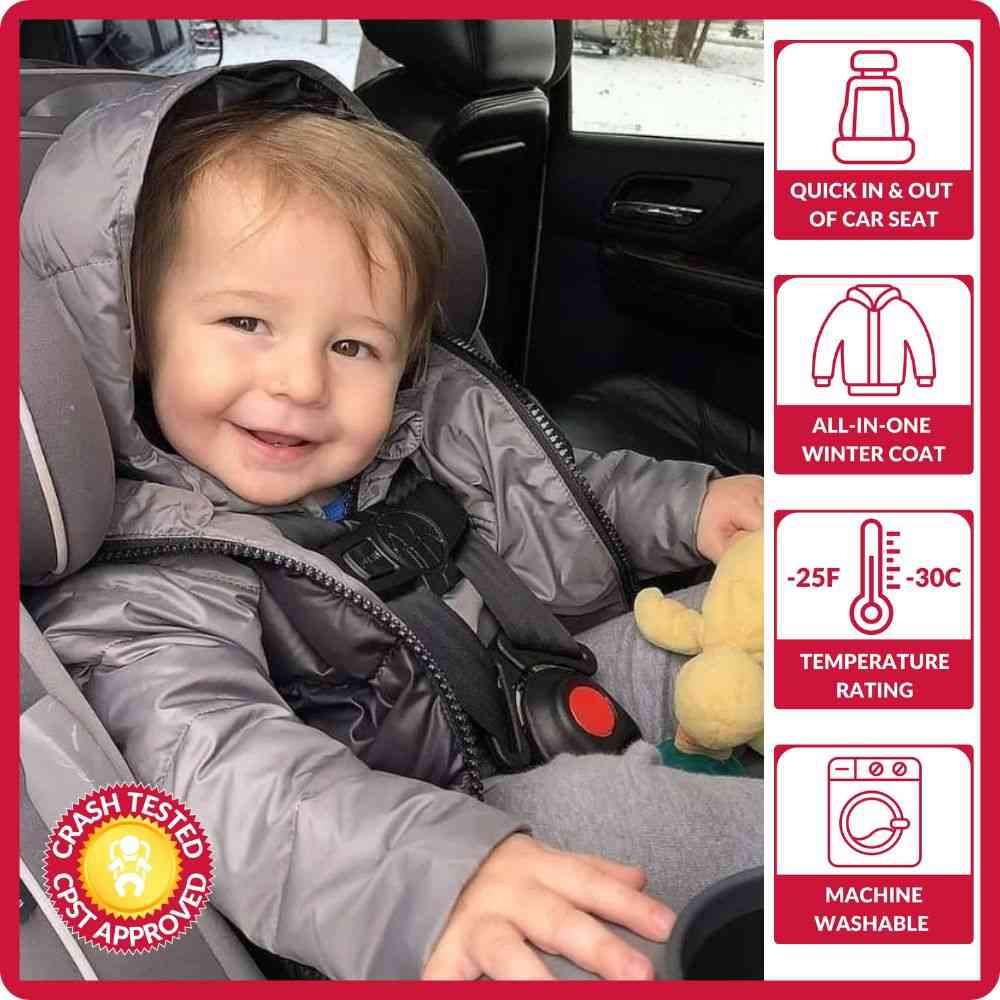 Onekid Car Seat Coat | The Road Coat Down - Platinum/Black - Image 2