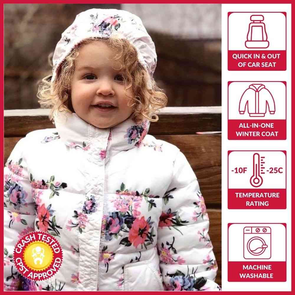 Onekid Car Seat Coat | The Road Coat Vegan - Floral Print - Image 2