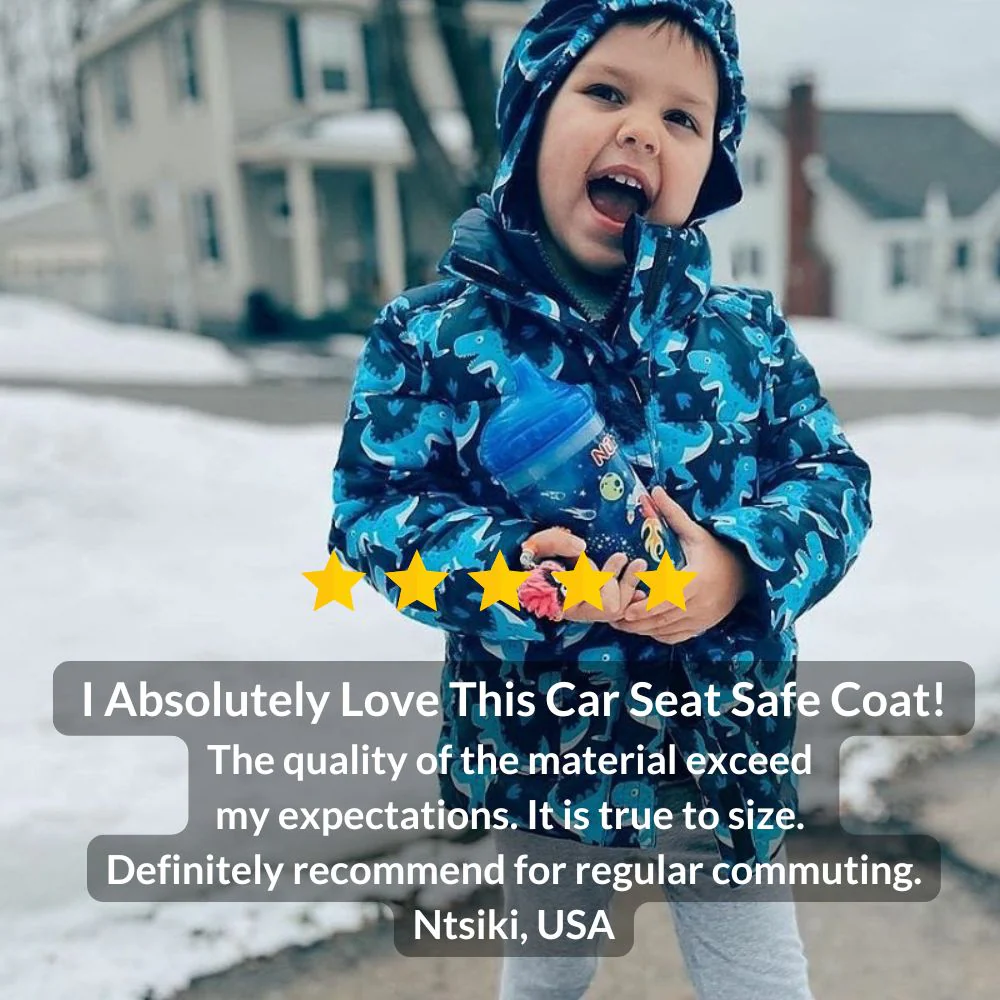 Onekid Car Seat Coat | The Road Coat Vegan - Navy Raptor Print - Image 8