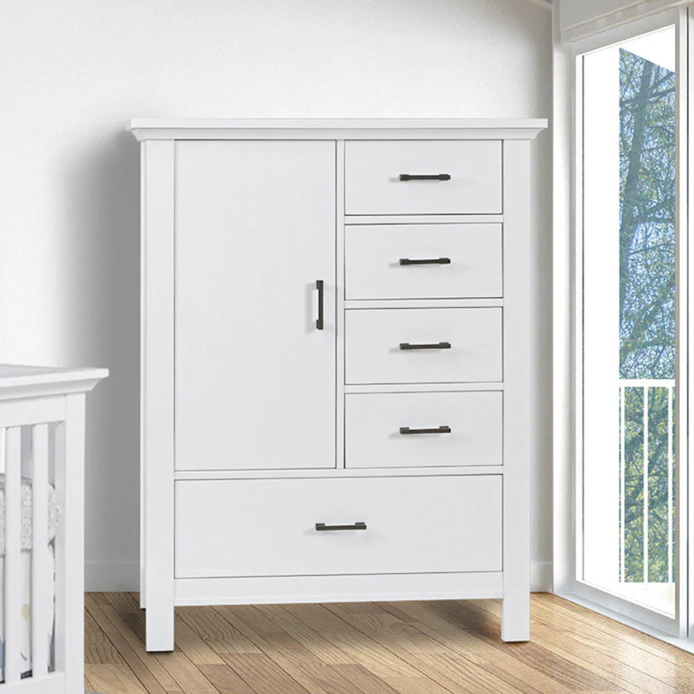 Fawn Baby Yosemite 2 Piece Nursery Set - Flat Top Crib and Chifferobe in Vintage White - Image 4