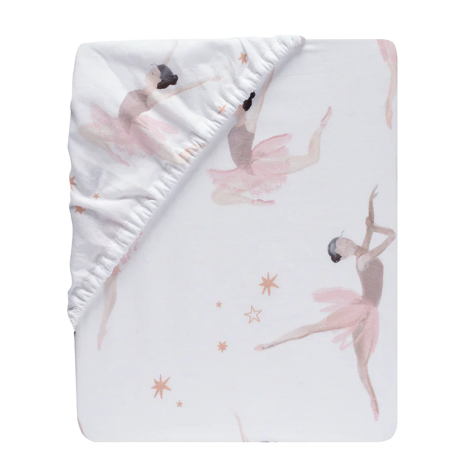Lambs & Ivy Ballerina Baby Breathable 100% Cotton Fitted Crib Sheet - White - Image 2