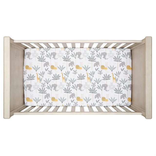 Lambs & Ivy Jungle Adventure 100% Cotton Baby/Toddler Fitted Crib Sheet - White - Image 3