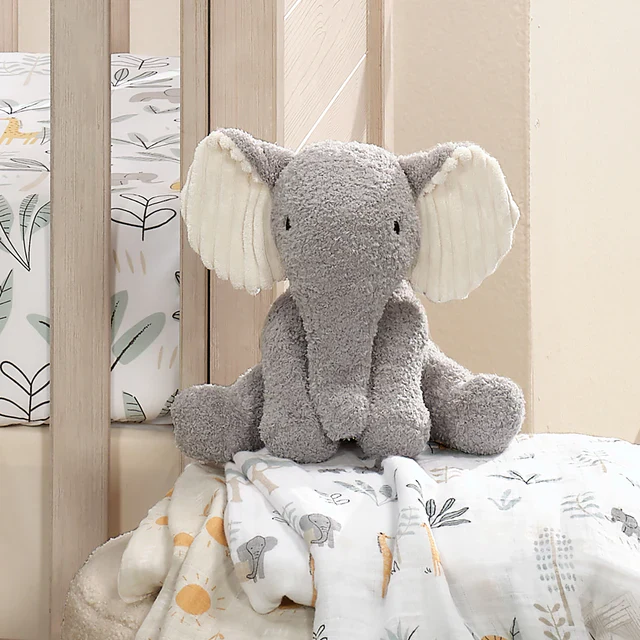 Lambs & Ivy Plush Jungle Adventure Plush Elephant Stuffed Animal Toy - Little Peanut - Image 7