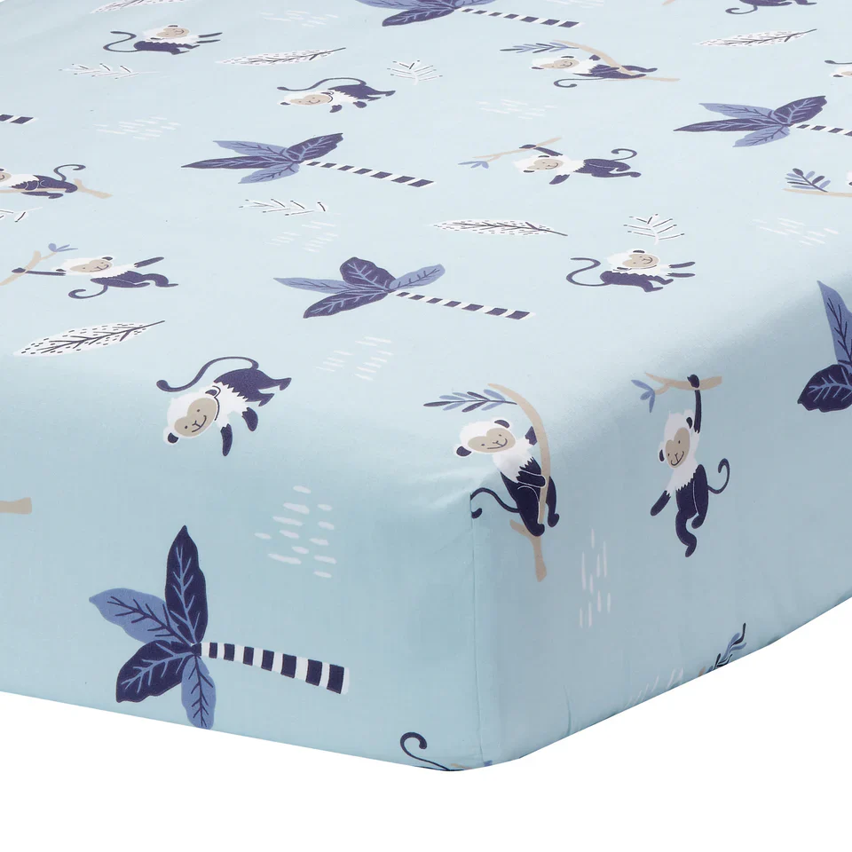 Lambs & Ivy Jungle Party 3-Piece Elephant/Monkey Baby Crib Bedding Set - Image 4