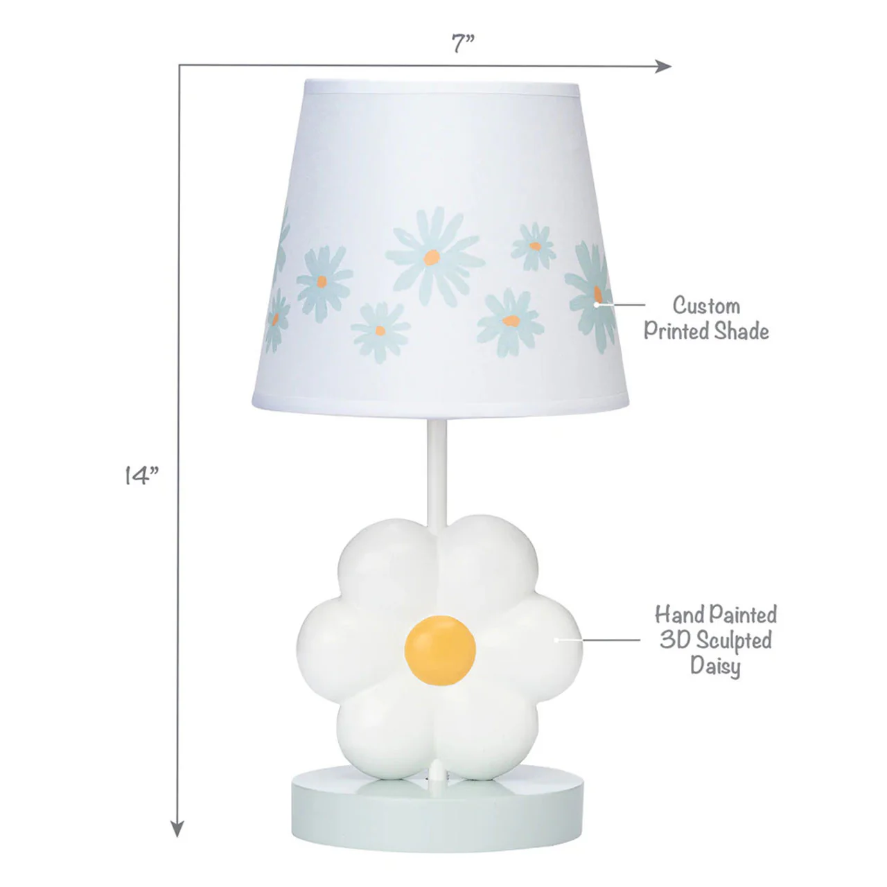 Lambs & Ivy Sweet Daisy Lamp w/Shade & Bulb - Image 4