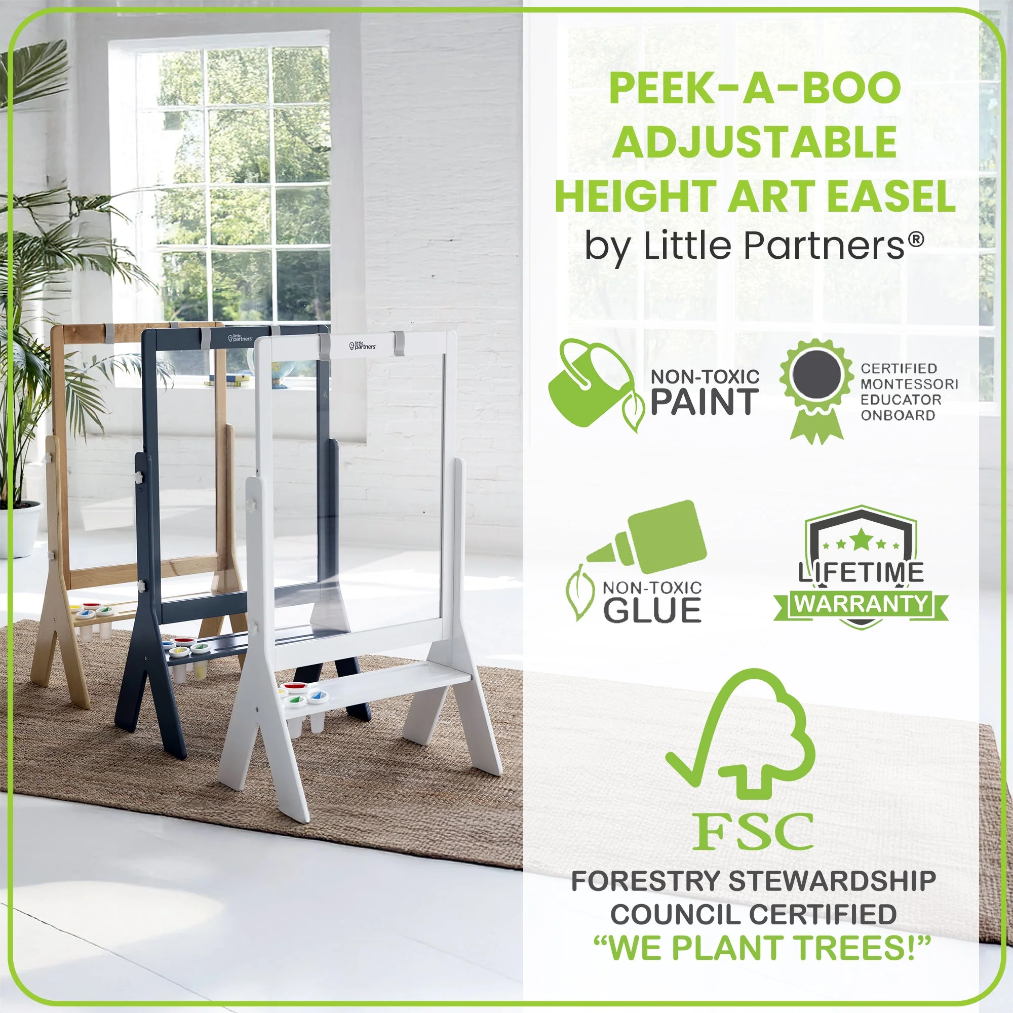 Little Partners Peek-A-Boo Adjustable Height Art Easel - Image 14