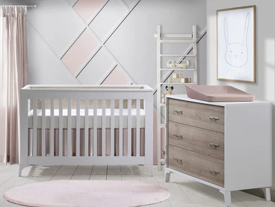 Natart Metro 2 Piece Set - Convertible Crib and 3 Drawer Dresser - Image 2