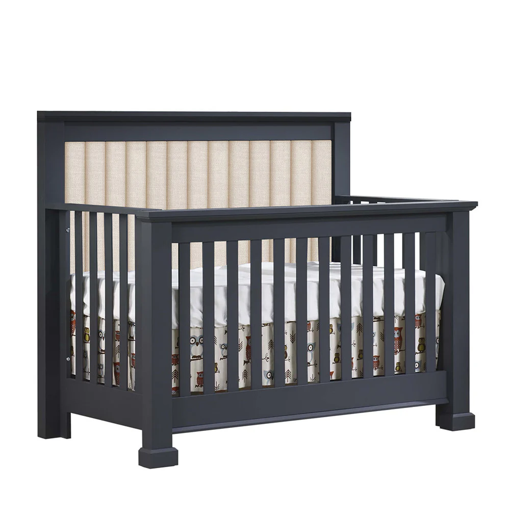 Natart Taylor "5-in-1" Convertible Crib with Channel Tufted Linen Talc (without rails) - Image 3