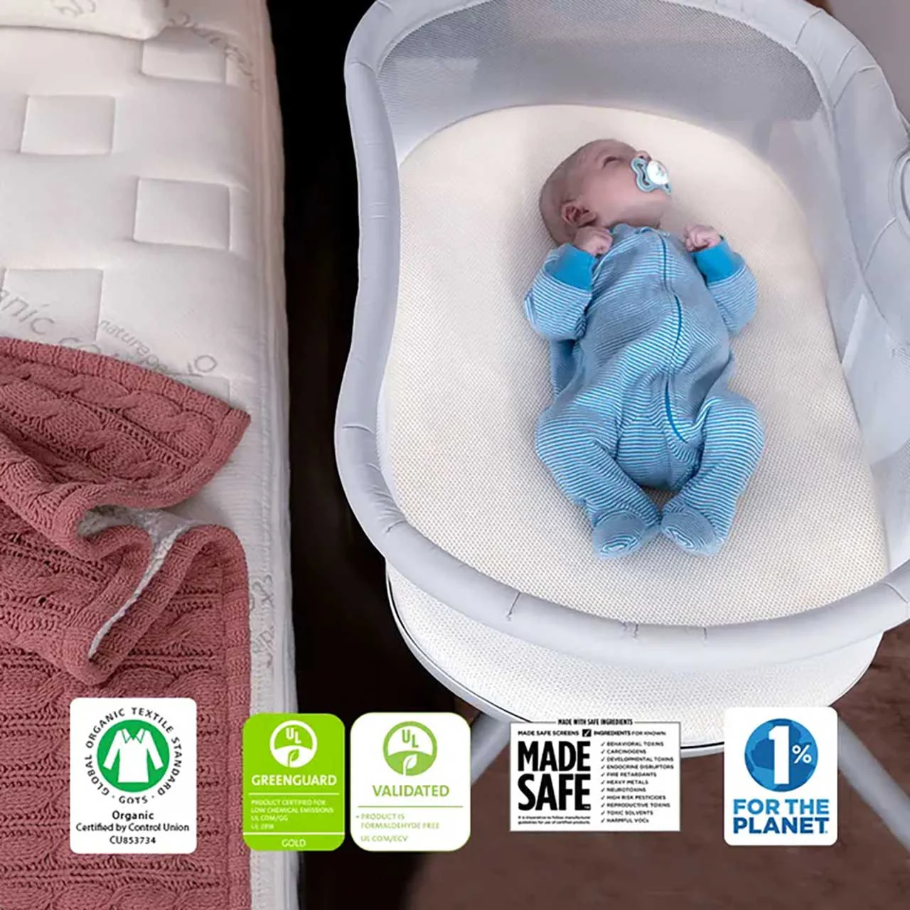 Naturepedic Bassinet Pad with Breathable Cover for Halo - Natural - Image 4