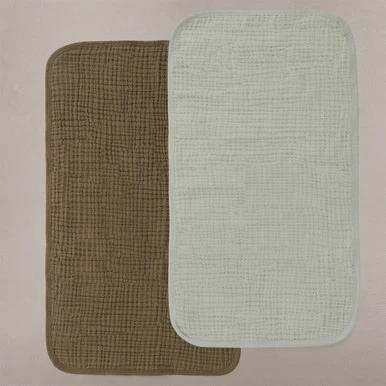 Oilo Fable Burp Cloth 2 Pack- Sea Moss & Bark Organic Muslin - Image 2