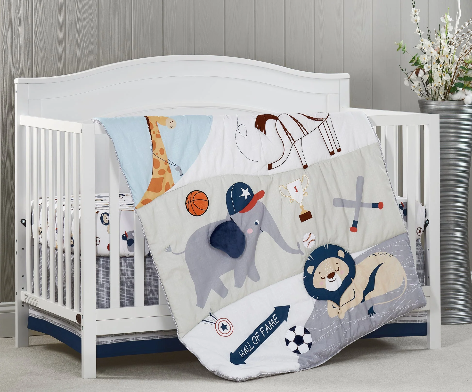 Oxford Baby Zoo Sports 3 pc Baby Crib Nursery Bedding Set
