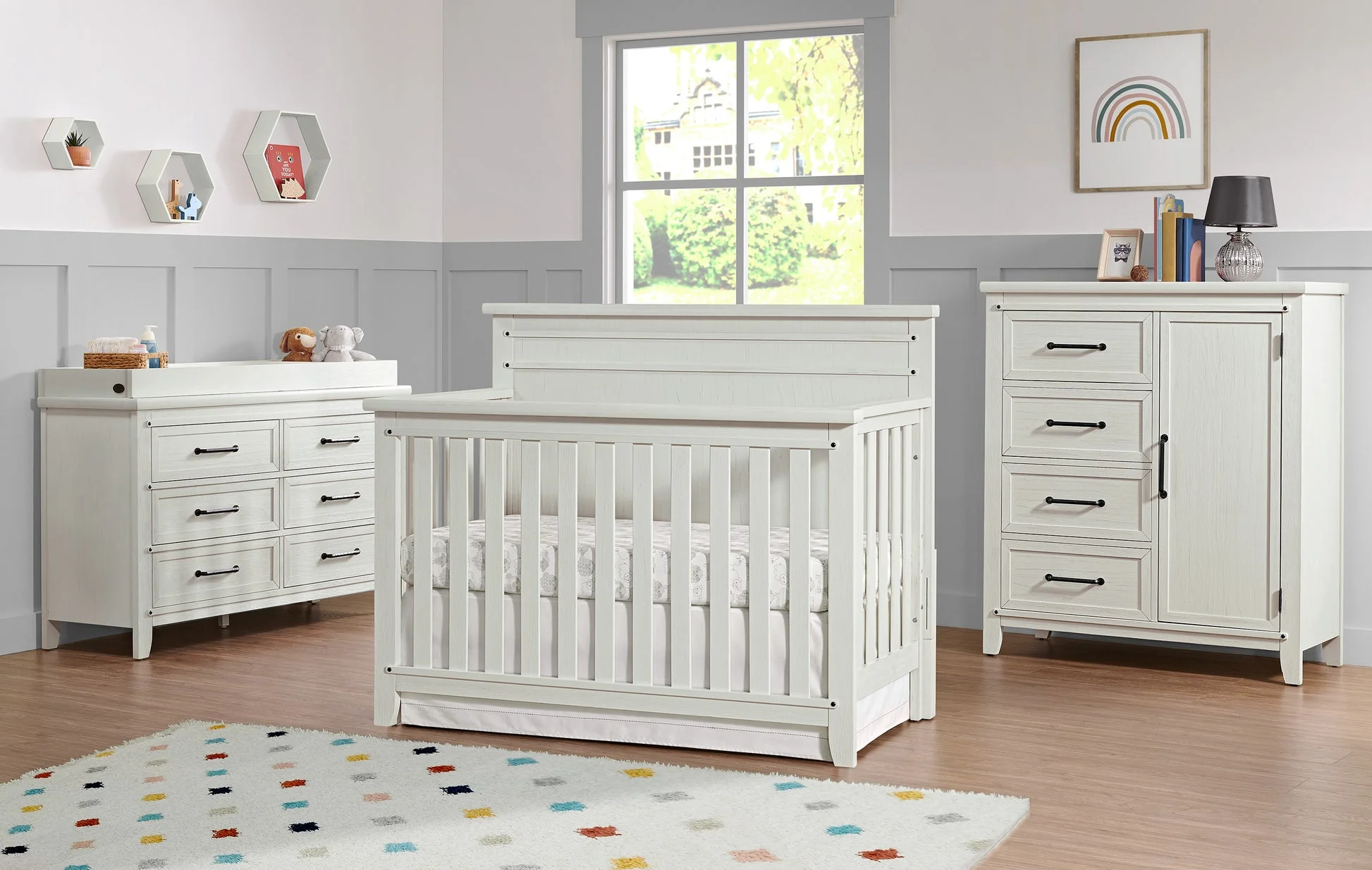 Soho Baby Ellison 4 In 1 Convertible Crib - Rustic White - Image 2