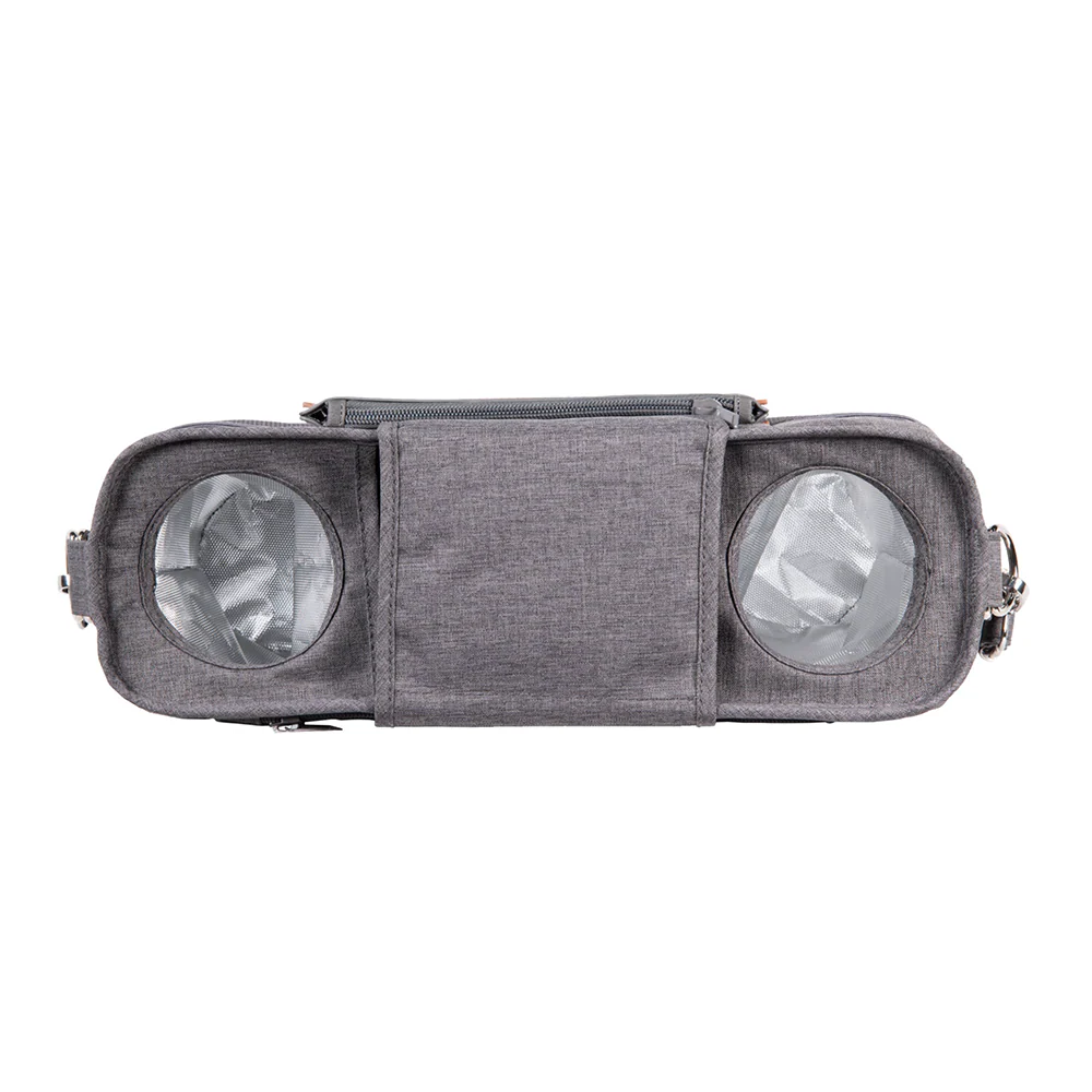 WonderFold Parent Console with 2 Insulated Cup Holders - Gray - Image 3